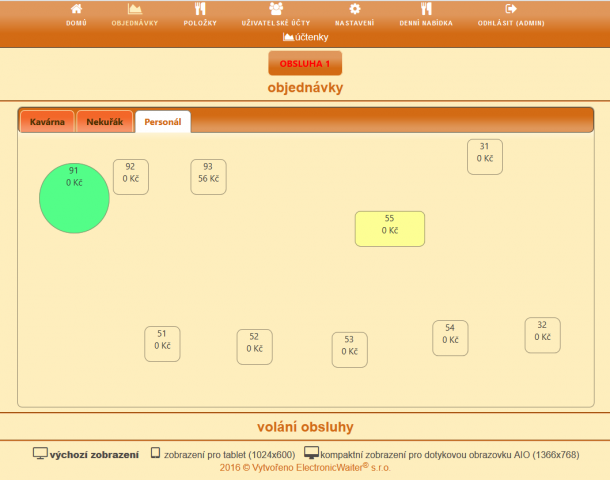 Elektronický číšník v.2 - administrace